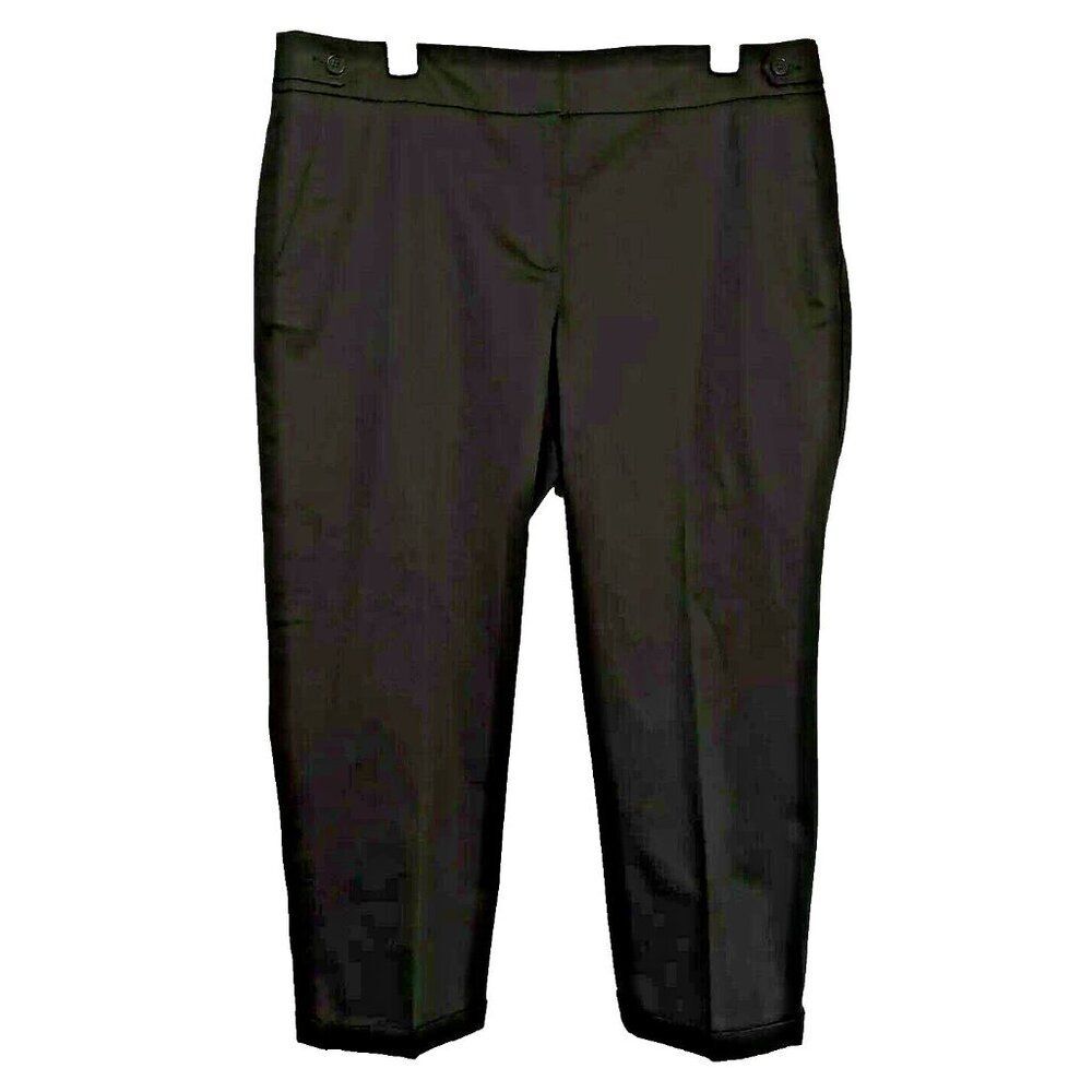 Talbots Signature Black Cuffed Cropped Pants Office Career Work Size 14